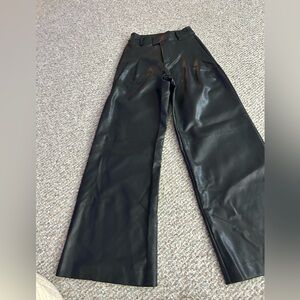 Line and dot.  Wide leg faux leather black pants.  High waisted. Size xs